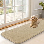 OLANLY Dog Door Mat for Muddy Paws 47x17, Absorbs Moisture and Dirt, Absorbent Non-Slip Washable Doormat, Quick Dry Chenille Mud Mat for Dogs, Entry Indoor Entryway Carpet for Inside Floor, Beige