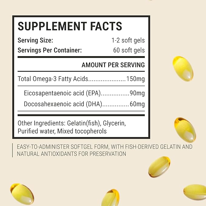Peppy Pup Omega-3 KD Oil Capsules for Pets, Omega 3 for Dogs and Cats, Fish Oil for Dogs and Cats, Pet Vitamins and Supplements, Pet Fish Oil, Supports Healthy Heart, Dog Coat Defense, 60 Day Supply