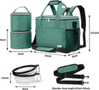 BAGLHER Dog Travel Bag Backpack Pet Supplies Backpack Pet Accessories Storage Bag 5-Piece Set with Shoulder Strap 2 Lined Pet Food Containers 4 Foldable Feeding Bowls Essential Kit for Pet Travel