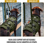 OneTigris Dog Lift Harness for Large Dogs, Dog Hip Support Brace, Full Body Lifter with Handles Invictus Multifunctional Mobility Assistance Vest for Back Legs (Green, Medium)