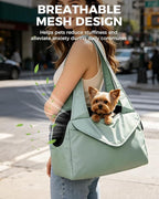 Lightweight Dog Purse with Large Pockets for Small Dogs up to 8 lb | Stylish, Soft-Sided Small Dog Carrier with Safety Buckle and Breathable Anti-Scratch Mesh for Travel, Sage Green