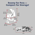 TRIXIE Foldable Pet Stroller for Cats and Dogs, Pet Carrier Strolling Cart with Weather Cover, Storage Basket, Cup Holder, Black | Lightweight, Compact and Portable, Easy to Travel