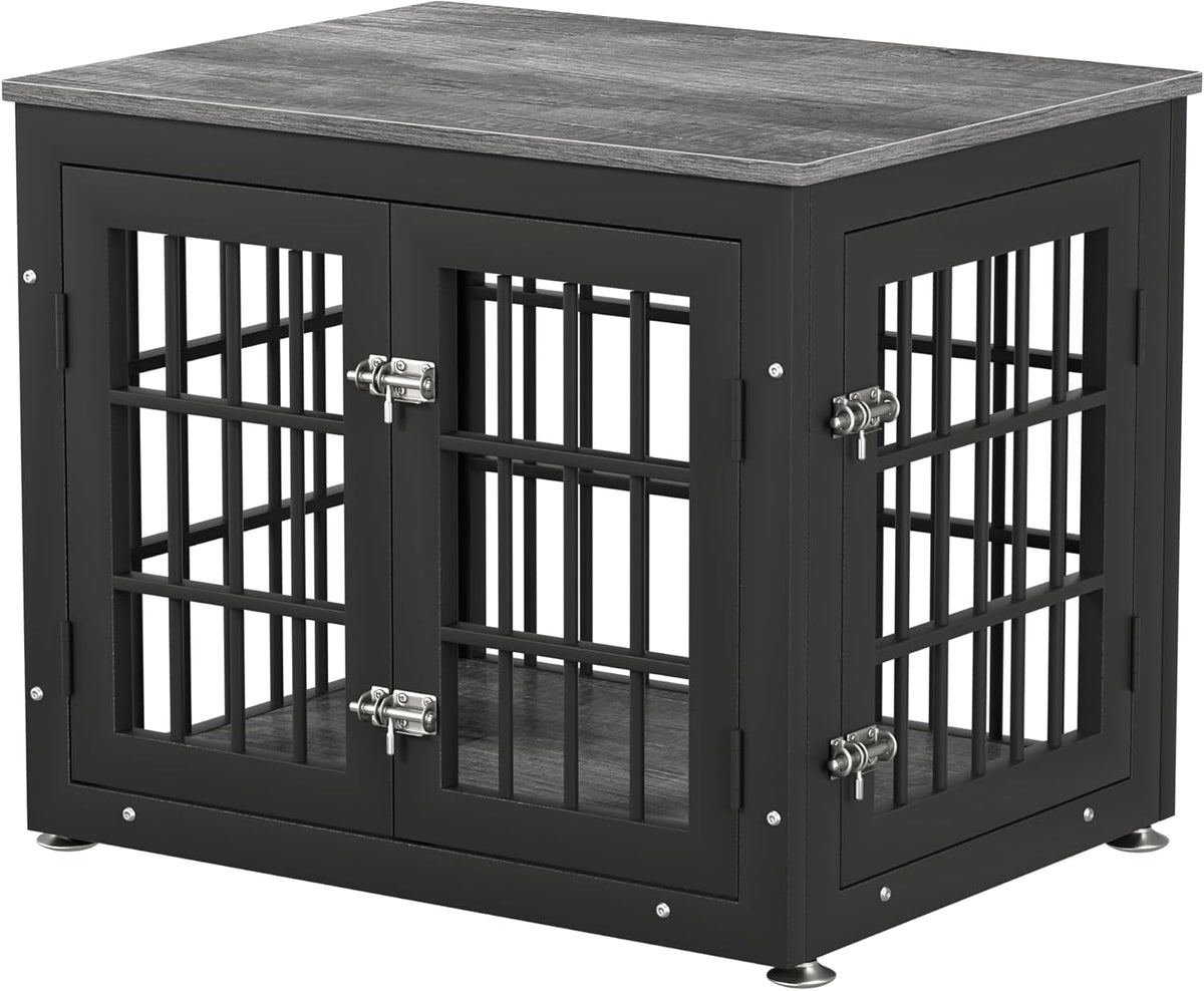 26 Inch Heavy Duty Dog Crate Furniture for Small Dogs, Decorative Pet House End Table, Wooden Cage Kennel Furniture Indoor, Gray
