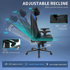 Ergonomic Gaming Chair, Computer Desk Chairs, 4D Armrests, High Back Office Chair with Headrest & Lumbar Pillow, Tilt Rocker Recliner, Heavy-Duty Base, Black PU Leather & Blue Suede Combo