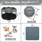 Persure Dog Cat Pet Playpen Puppy Crate Cage for Indoor Outdoor Travel | Nursing Rest Zone Recovering Pet Quarantine Room Portable Pop Up Easy to Set up lightweight Bag(Dark Grey with Pad,Small)