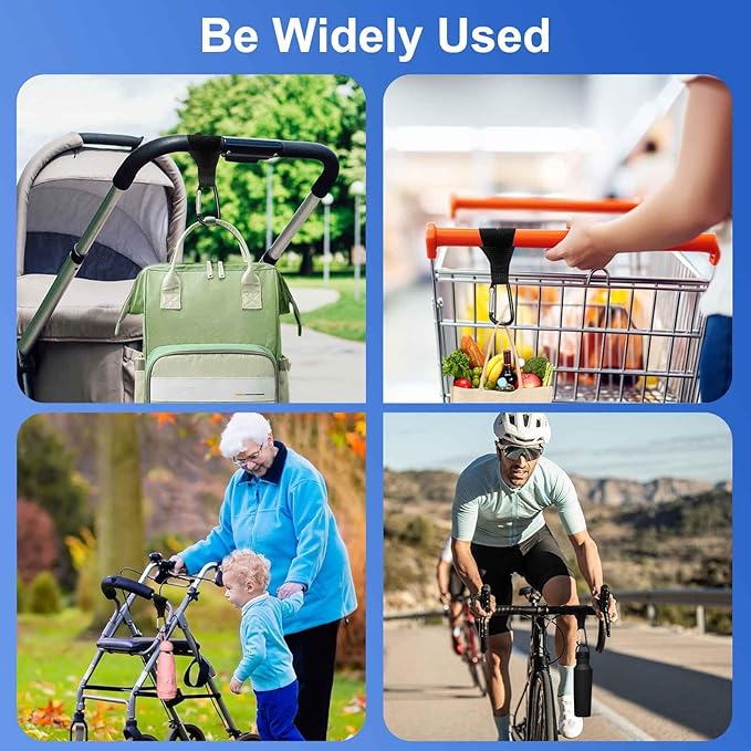 4 Pack Stroller Hooks – Multifunctional Clips for Bags, Diaper Bags, Purse & Backpack. Universal Fit for Strollers, Bikes, Shopping Carts, Wheelchairs, Pet Strollers & Walkers