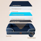 EHEYCIGA Orthopedic XL Dog Beds, Waterproof Memory Foam Dog Bed for Extra Large Dogs, Non-Slip Bottom and Egg-Crate Foam Big Pet Couch Bed with Washable Removable Cover, Navy