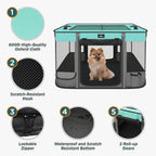Foldable Pet Kitten Playpen, Waterproof Portable Pet Cat Dog Playpen Kennel Tent for Small Dog Cat, Removable Shade Cover, Come with Free Carrying Case, Indoor Outdoor Use for Small Animals, BlackTeal