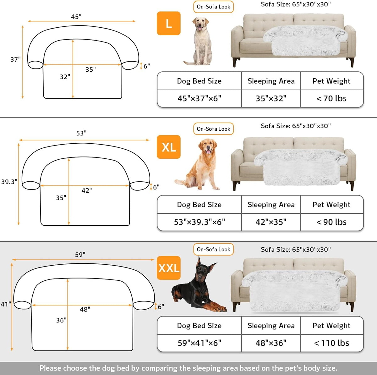 GGIB Calming Dog Bed Fluffy Plush Dog Mat for Furniture Protector with Removable Washable Cover for Large Medium Small Dogs and Cats (Extra Extra Large, Light Grey)