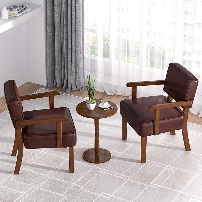 Accent Chair, PU Leather Living Room Chairs Oversize with Soft Seat and Armrests for Living Room Dinning Room Bedroom Reading Room Waiting Room