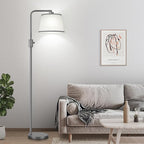 【Upgraded】 Dimmable Floor Lamp, 1000 Lumens LED Edison Bulb Included, Arc Floor Lamps for Living Room Modern Standing Lamp with Linen Shade, Tall Lamps for Living Room Bedroom Office Dining Room-Grey