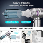 Handheld Vacuum Cordless, Car Vacuum Cleaner with Brushless Motor, Strong Suction Vacuum & Compressed Air Dusters with LED Light, Type C Port, Wireless Mini Portable Hand Vacuum Blower for Home, Pet