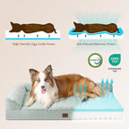 EHEYCIGA Large Dog Bed Memory Foam for Crate, Orthopedic Dog Bed Large Size Dogs with Washable Removable Cover, Waterproof Pet Sofa Couch with Nonskid Bottom, 35x22x6, Greyish Green | Small Dog Sofa with Washable Removable Cover, Waterproof Pet Couch f...
