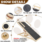 Dog Ramp for Couch, Bed or Car, Wooden 44" Long Pet Stairs for Small & Large Old Dogs & Cats, Hold up to 200lb, 5 Adjustable Height from 14.96" to 22", Portable Doggie Steps, Excellent Traction