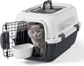 Magshion 18 Inch Hard-Sided Dog Cat Carrier, Grey | Top&Front Door Access, Plastic Dog Kennel for Traveling, Durable Handle, Ventilation, Detachable Pet Bowl, For Pet Up 20 lbs
