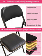 1 Pack Bulk Folding Chairs with Padded Cushion, Single Black Steel Metal Frame Foldable Chair for Indoor and Outdoor, Portable Stackable Commercial Seat for Bedroom Patio Party Event