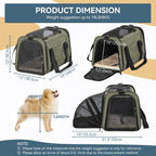 Petsfit Expandable Cat Carrier Dog Carrier, Soft-Sided Collapsible Portable Pet Carrier, 19x12x12, Green