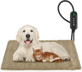 GASUR Pet Heating Pad, Waterproof Electric Dog Cat Heat Pad with Timer, Temperature Adjustable Heated Cat Bed for Winter, Auto Power-Off, Anti-bite Heated Pad for Dogs Cats -28''x20'', Medium