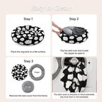 JOEJOY Jacquard Donut Round Small Dog Beds,Black 23x23x7in, Removable Washable Cover, Cute Pattern, Ultra Soft Fluffy Calming Pet Bed with Thick Supportive Bolster