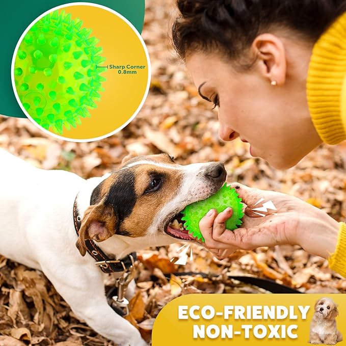 Interactive Dog Toys - 2.5' Squeaky Teething Chew Balls for Small Dogs, Clean Teeth & Training (5Pcs)