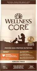 Wellness CORE Adult Dry Cat Food for Indoor & Outdoor Cats, Grain-Free, Natural, Original Turkey, Turkey Meal & Chicken (5 Pound Bag)