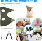 10 in 1 Dog Grooming Hammock Harness with Clippers/Trimmer, Dog Nail Hammock, Grooming Sling Holder Hanger Restraint for Nail Trimming/Clipping (S/Under 30lb, Khaki Green)