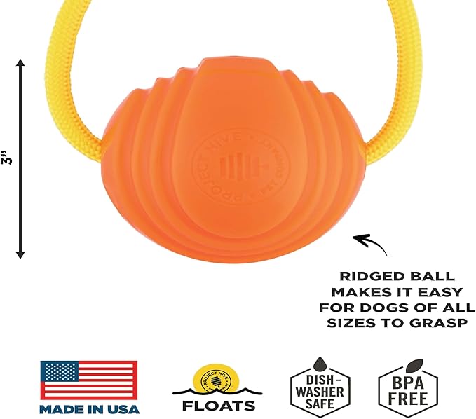 Project Hive Large Looped Dog Ball | Interactive Toys Compatible with Hive Zoomer Dog Ball Thrower | Perfect for Fetch and Tug Play | Orange
