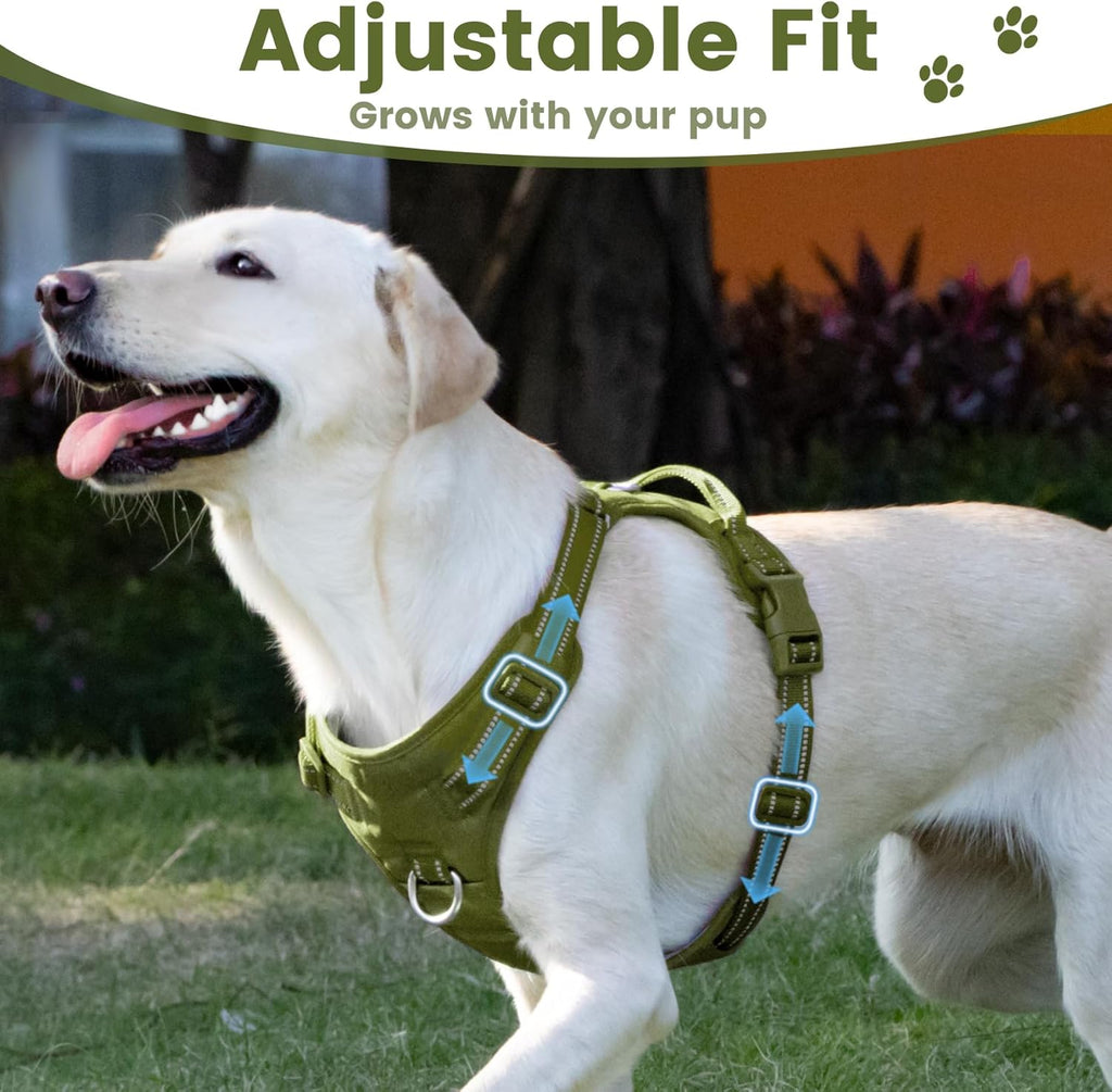 No Pull Dog Harness, Reflective Puppy Vest for Small Medium Large Sized Dog (Misty Green,L)