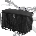Aodaer Bike Basket with Removable Liner Bag Cargo Net Large Folding Bike Basket Quick Release Metal Ebike Basket Bicycle Storage Basket for Carrying Fruit & Grocery Pets Dogs