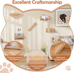 Tangkula Cat Wall Shelves, Wall Mounted 4pcs Kitten Furniture Set with Hammock, 2-Step Kitty Tree, Perch, Non-Slip Carpet Mat, Sisal Stairs & Scratching Posts, Wooden Cat Climber Steps (Natural)