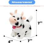 Hopearl Walking Cow Interactive Electronic Pet Plush Diary Cattle Toy with Sounds and Movements MOO Nodding Head Wag Tail Animated Gift for Toddlers Birthday, Black, 7''