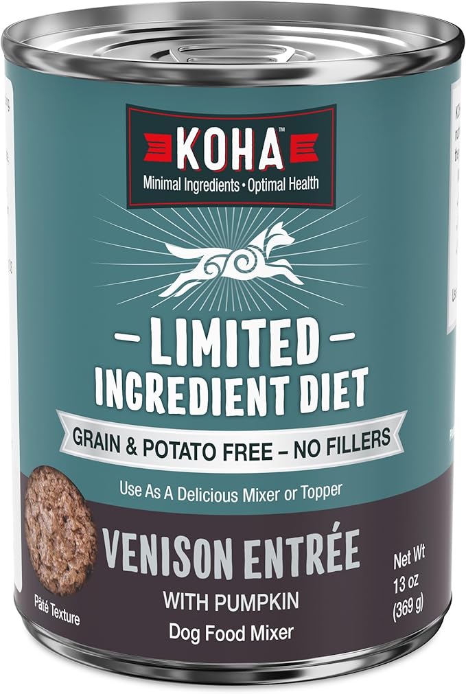 KOHA Limited Ingredient Diet Venison Entrée for Dogs - Grain Free Wet Dog Food with No Fillers - Sensitive Stomach Venison Dog Food, 13 oz - Trial Pack (3 Cans)