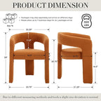 Modern Sherpa Dining Chairs Set of 4, Upholstered Barrel Chairs with Arms Comfy Accent Side Chairs for Living Room/Dining Room/Reception, Terra Cotta