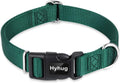 Hyhug Pets Solid Color Classic Regular Heavy Duty Basic Collar for Large Breeds Dogs Daily use, Unique Design Adjustment Triglide Slide Can Attached Name Tag Accessories. (Large, Dark Green)