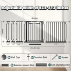 Extra Wide Baby Gate 67.3-81.1 Inch, Pressure Mounted Dog Gate Indoor, Walk Thru Pet Gate for Cat Dog Child,Pet Gates for The House Stairs Doorway Black