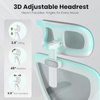 Soohow Office Chair, Ergonomic Office Mesh Desk Chair with Adjustable Back Support, High Back Comfy Computer Swivel Chair with Headrest, Lumbar Support for Study Room, Gaming and Office, White & Grey