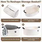 Dog Toy Basket, Toy Box and Bin for Dog Cat Storage, 19.7" X 11" X 7.9" (30L) Large Woven Basket for Blanket Storage, Rope Baskets for Living Room, Bedroom, White