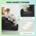Dog Steps for Small Dogs, 4-Step Pet Ramp Stairs for High Beds and Sofa, Non-Slip Pet Stairs for Small Dogs and Cats, Removable and Easy to Clean Cover, Black