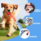 Dog tug of war Toy with Handle,Interactive Dog Toys with Squeak for Aggressive chewers, Durable Bungee Cord Toy with chew Ball