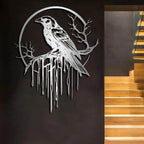Crow Metal Wall Decor, Raven Wall Art, Large Gothic Raven Decor Hangings, Bird Wall Decor, Metal Tree Branch Decor, Ravens Sign, Raven Art for Living Room (Gold, 39"x31" | 100x80cm, metal wall art)