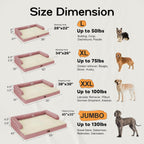 Large Dog Bed Orthopedic Washable: Beds Bolster - XL XLarge Big Dogs - Memory Foam - Ultra-Soft Pink XL Dog Crate Bed - Waterproof with Removable Cover