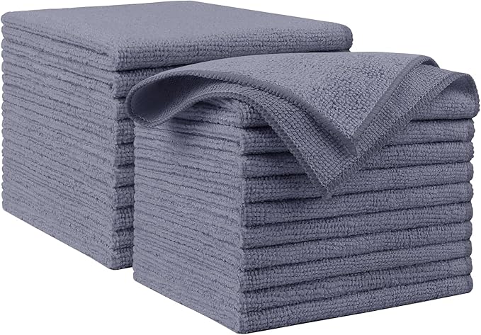 AIDEA Microfiber Cleaning Cloth Grey 20PK, Micro Fiber Cloth for Cleaning Cars, Premium All Purpose Car Towels, Dusting Cloth Cleaning Rags SUVs, House, Kitchen, Window, Workshops, 12"×12"