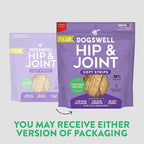 DOGSWELL Hip & Joint Dog Treats 100% Meaty, Grain Free, Glucosamine Chondroitin & Omega 3, Chicken Soft Strips 20 oz