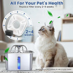 24 Pack Cat Water Fountain Replacement Filters, 12 Pcs Cats Fountain Filters & 12 Pcs Pre-Filter Sponges for 95oz/2.8L 135oz/4L 67oz/2L Automatic Pet Dog Fountain Water Dispenser