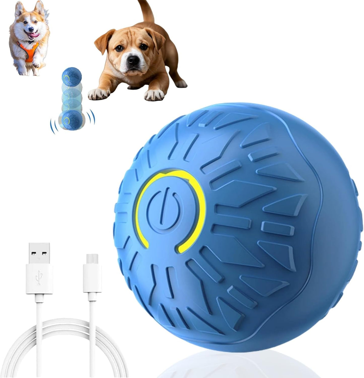 2025 New Interactive Dog Toys Dog Balls,Durable Motion Activated Automatic Rolling Ball Toys for/Small/Medium Dogs（Blue