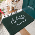 OLANLY Door Mat for Muddy Dog Paws 24x16, Absorbent Chenille Mud Doormat with Paw Print Design, Non-Slip Washable Doormat for Indoor Entryway, Quick-Dry Pet Bed Mats for Dirty Dogs, Blackish Green