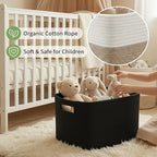 Woven Blanket Basket,65L Large Storage Bin for Blankets Toys Clothes,Decorative Rope Basket for Living Room Bedroom with Handles, Black