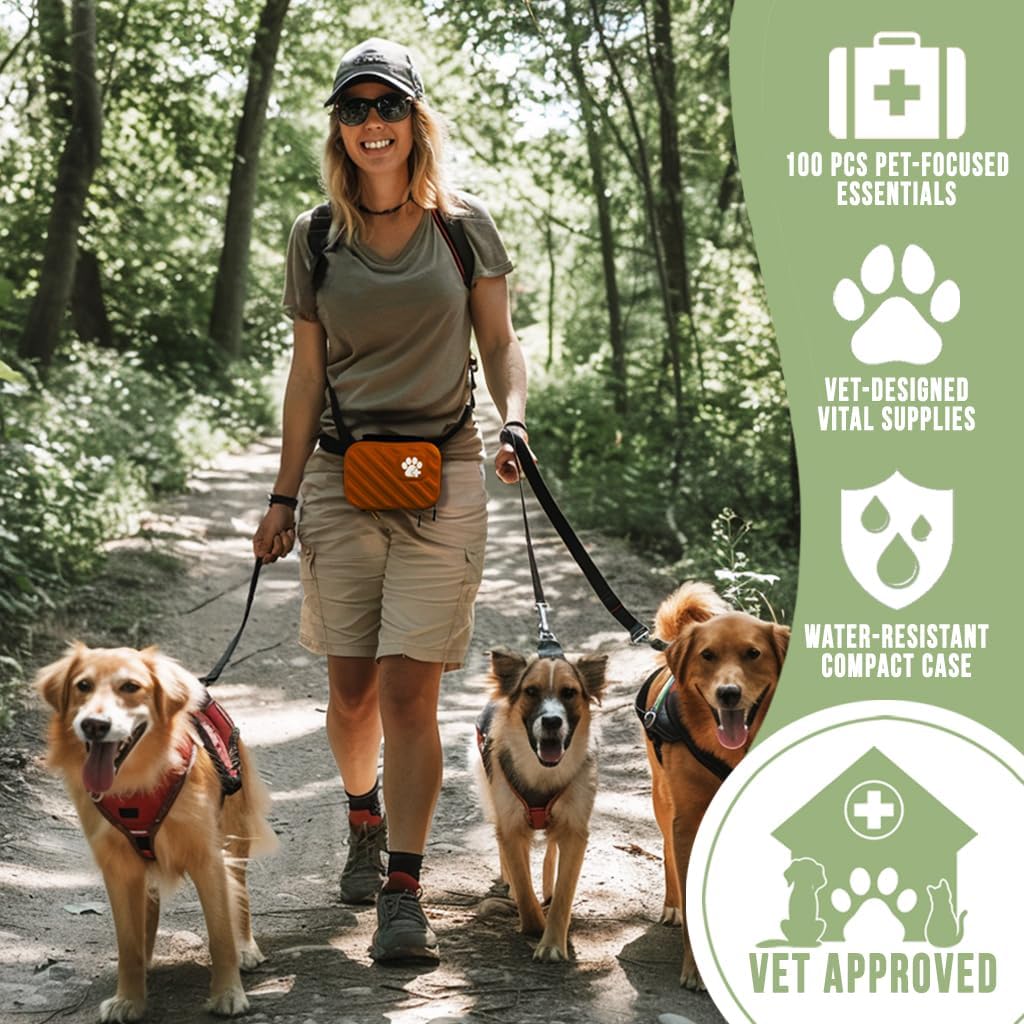 EVERLIT Pet Medic First Aid Kit | 95 Pcs Vet-Approved Medical, Outdoor & Emergency Supplies for Dogs, Cats, Animal Care | Travel-Friendly Compact Bag for Home, Car and Travel (Raven Black)