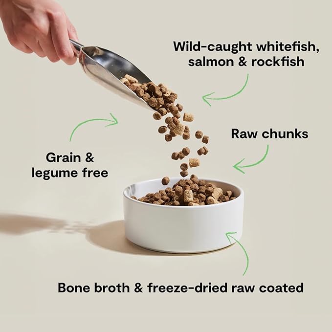 Open Farm, RawMix Grain-Free Dry Dog Food, Protein-Packed Kibble Coated in Bone Broth with Freeze Dried Raw Chunks, Salmon Whitefish & Rockfish,Wild Ocean Recipe, 3.5lb Bag