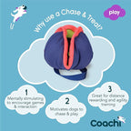 Coachi Chase & Treat - A Fun Enrichment Dog Toy, Fill with Treats for Interactive Play. Good for Motivating, Distance Reward Training & Encouraging Retrieval. Ideal for Agility & Suitable for Puppies